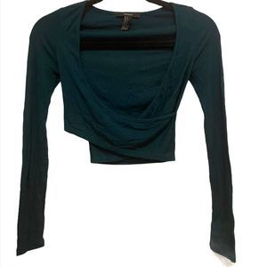 wrap dark green crop top